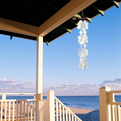 Woodstock Wind Chimes for Outside, Outdoor Decor, Garden, Porch, and Patio Decor, (40") Decorative Wind Chime, Dorm Room Decor, Teen Decor, Capiz Waterfall, White Blanca Capiz Wind Chime (CWRB)