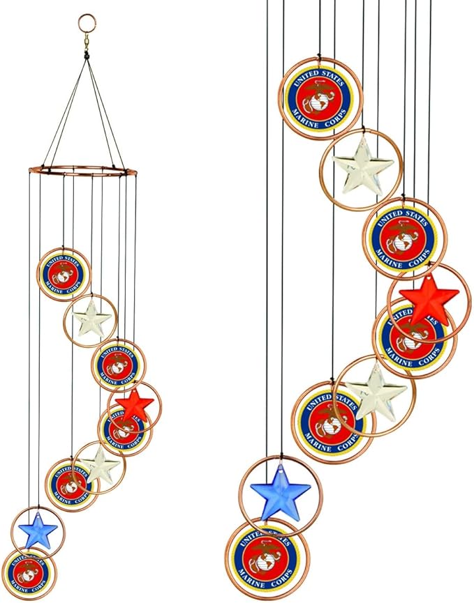 Red Carpet Studios Windchimes Patriotic Spiral Wind Chime Mobile, 23" Long, United States Marines