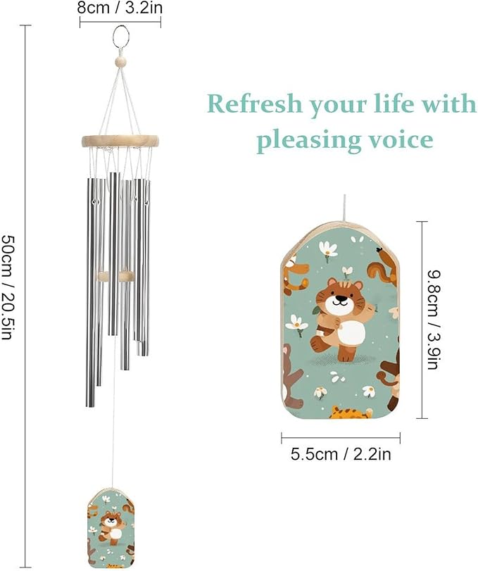 Large Aluminium Wind Chimes 20.5" Inches Cartoon Animal Patterns Wind Chimes for Outside Memorial Wind Chimes Sympathy Wind Chime for Outdoor Garden Patio Decoration