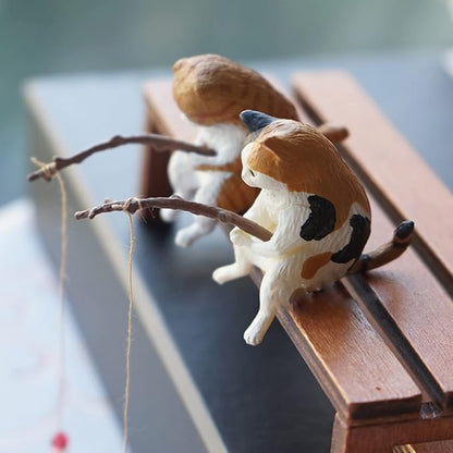 14 PCS Fairy Garden Kit, Fishing Cat Figurines, Miniature Koi Pond Mushroom Outdoor Statues, Tiny Ornaments for Micro Landscape Plant Pots Bonsai Craft Decor
