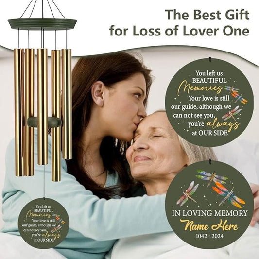 ASTARIN Memorial Dragonflies 36" Wind Chimes, Personalized Name Sympathy Wind Chime, in Memory of Loss Mom Loved One, Large Deep Tone Bereavement Windchimes for Patio Clearance(Produced in USA)