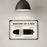 Warning Sign, Anatomy Of A Pew, Private Property Yard Metal Tin Sign Wall Decor, Industrial Grade Aluminum 8X12 Inch