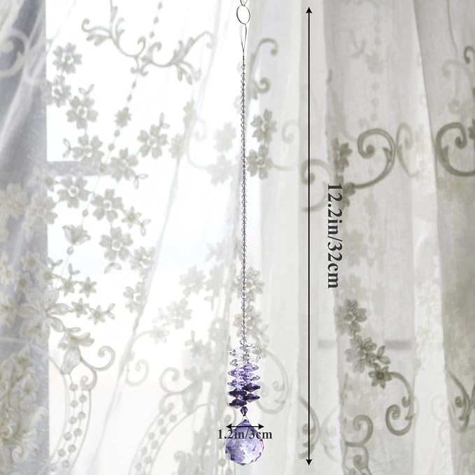 H&D 30mm Purple Chandelier Crystals Ball Rainbow Octogon Chakra Hanging Suncatcher Decorating Balls