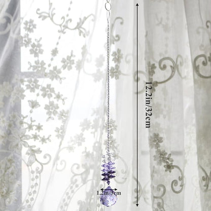 H&D 30mm Purple Chandelier Crystals Ball Rainbow Octogon Chakra Hanging Suncatcher Decorating Balls
