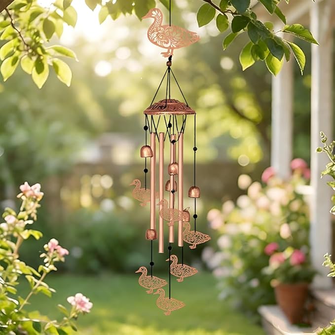 ORIGACH Duck Wind Chimes, Metal Wind Chimes for Outside, Decor for Lawn, Patio, Home, Garden, Large Animal Wind Chime Gifts for Birthday Family & Friends
