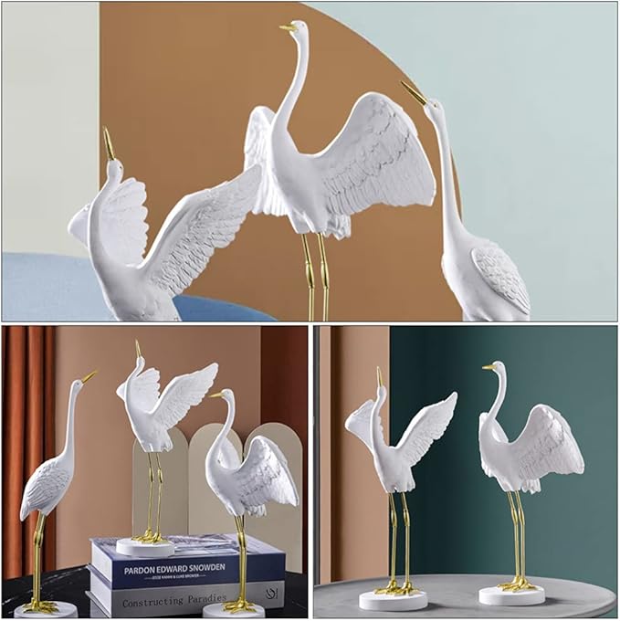 Milisten Outdoor Decor 1pc Garden Crane Statues Resin Crane Figurines Heron Sculptures Bird Statues Lawn Ornaments for Backyard Pond Patio Porch Outside Decor