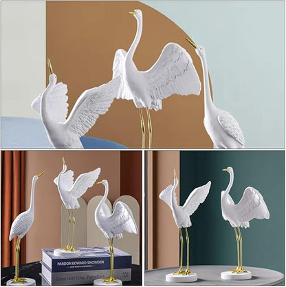 Milisten Outdoor Decor 1pc Garden Crane Statues Resin Crane Figurines Heron Sculptures Bird Statues Lawn Ornaments for Backyard Pond Patio Porch Outside Decor