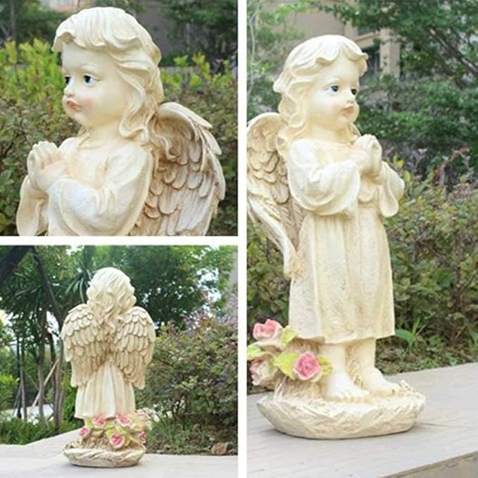 COAECJ Animal Sculpture for Garden Angel Sculpture, Rustic Vintage Old Outdoor Garden Courtyard Gardening Decoration Resin Angel Decoration Sculpture