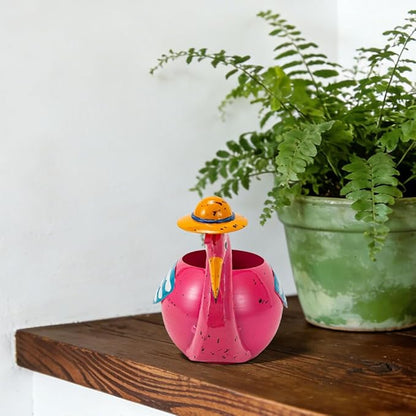 Flamingo Planter Small Succulent Pots Metal Animal Planters, Decorative Flower Pot Indoor Garden Decor Yard Art Statues