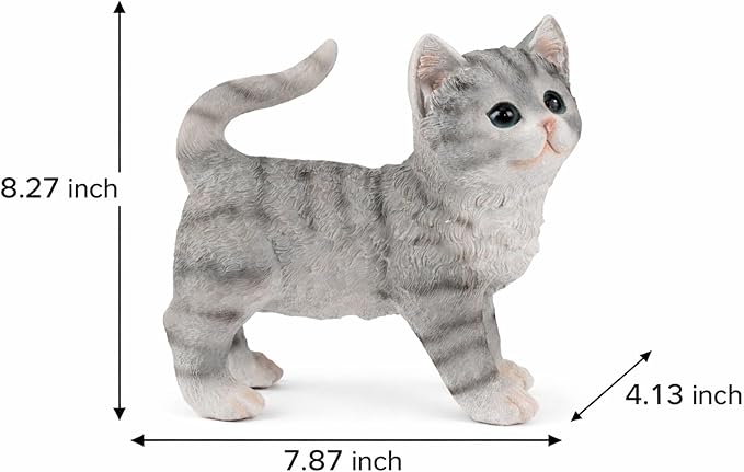 Orange Standing Cat Statues Outdoor Decorative, Cat Memorial Statue for Yard Lawn Patio Porch, Garden Pet Grave Marker Figures,