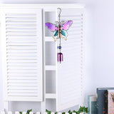 Butterfly Wind Chimes, Colorful Wind Chimes for Outside Creative Painted Metal Wind Chime Decorative Wind Chime for Outdoor Patio Corridors Inside Home Decor Living Room (Purple - Short)