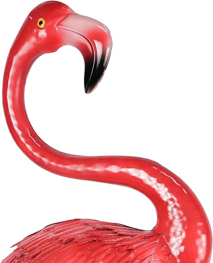 DreamsEden Large Flamingo Garden Statues Set of 3, Outdoor Metal Flamingo Sculptures Yard Art for Lawn Patio Decor, Pink Red Bird Ornaments (47.6 x 42.5 x 26.9 Inch)