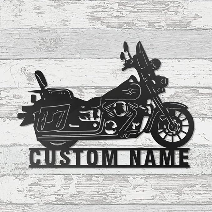 Custom Motorcycle Garage Name Signs, Personalized Monogram Wall Décor, Motorcycle Decor for Living Room Outdoor Patio Home, Motorcycle Lover Metal Plaque/Gift-38