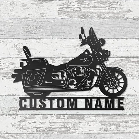 Custom Motorcycle Garage Name Signs, Personalized Monogram Wall Décor, Motorcycle Decor for Living Room Outdoor Patio Home, Motorcycle Lover Metal Plaque/Gift-38
