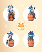 Solar Garden Gnome Statues Funny Resin Pirate Gnome Decorations Sitting on Wine Barrel Outdoor Figurines for Yard Patio Mom Gift