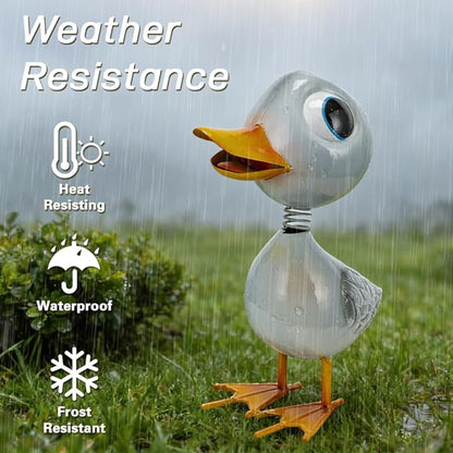 Metal Garden Statue Decor,White Duck Garden Sculptures for Outdoor,Garden Yard Art Lawn Ornaments for Backyard Patio Decoration