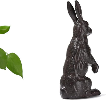 BRASSTAR Cast Iron Standing Rabbit Statue Outdoor Garden Patio Yard Indoor Home Animal Figurine Decorative 7.1''(H) TQGJPT306