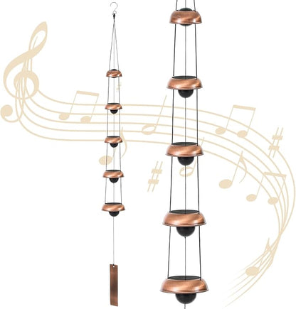 Wind Chimes for Outside Clearance, 36 Inch Temple Wind Chime, 5 Copper Bells with Deep Tones, Feng Shui Decor for Home Yard Garden Zen & Patio, Memorial Gift for Women, Mom, Grandma