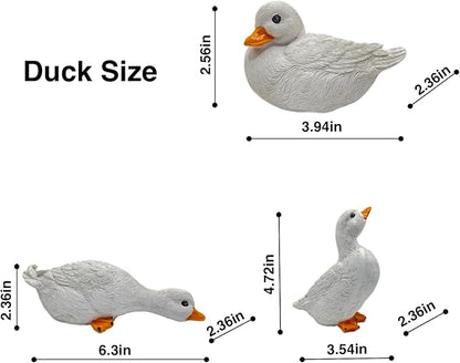 3PCS Garden Duck Statues Outdoor Decor, Garden Resin Duck Yard Decor Ornaments Goose Sculpture Statue for Pond, Fish Tank, Yard, Poolside Rockery Landscape Porch Decoration