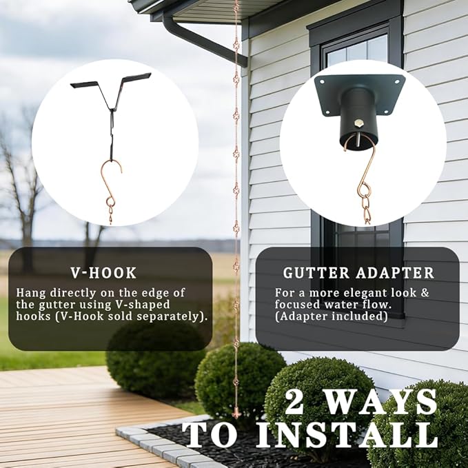 8.5FT Rain Chains with Spiral Bird Cage Rain Chain Cups, Rain Catcher for Gutters, Decorative Copper Rainwater Diverter Rain Chimes for Garden Decor,Replacement for Outside Gutter Downspouts in Spring