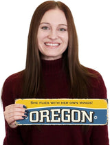SmartSign 4 x 14 inch Oregon State Vintage Metal Sign “She Flies With Her Own Wings”, 40 mil Rustproof Aluminum with Clear Overcoat, Retro Wall Décor, Multicolor, Made in USA