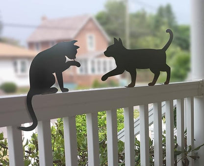 Metal Cat Fence Decorations, Unique Cat Gifts for Women/Men, Black Cats Silhouettes Garden Art, Yard Decor, Outside, Patio, Outdoor Decor, Kitty Yard Art Outdoor Garden Decorations