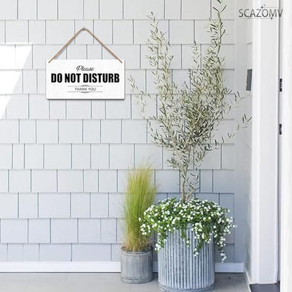 SCAZOMV Please Do Not Disturb Thank You Wood Sign Decor Funny Rustic Wood Front Door Sign Vintage Wall Hanging Plaque Porch Yard Studio Office Home Farmhouse Decor 10''x 5''