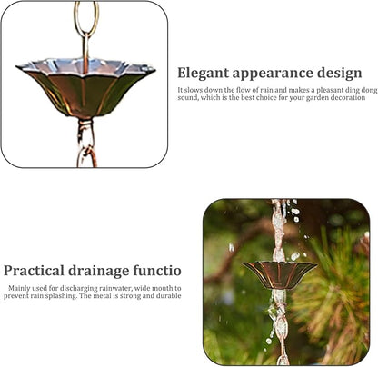 Rain Chain Copper Imitation for Gutters 3.3ft with 5 Cups Easy Install Catcher Outside Courtyards Replacement Downspout A