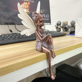 Garden Resin Figure, Angel Statue, Garden Sculptures, Flower Statue, Garden Statue, Outdoor Decoration Exquisite Statuary for Backyard, Balcony, Lawn, 7.1 x 3.1 x 5.9 in, Color Black