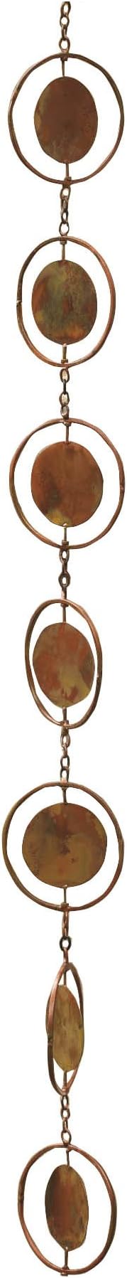 Ancient Graffiti Flamed Copper Circle Rain Chain