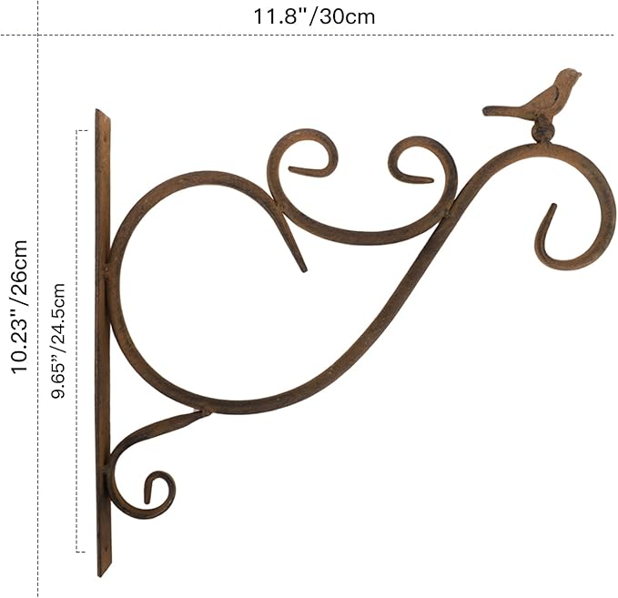 Lewondr Wall Hanging Plant Bracket,2 Pack 12-inch Retro Iron Metal Wall Hanger for Hanging Plant Flower Bird Feeder Planter Indoor Outdoor,Retro