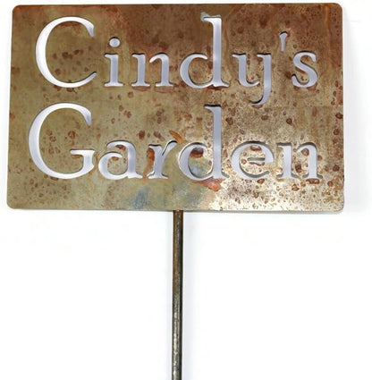 Classic Metal Garden Markers Clearance Items 20 to 33 Inches Tall (Naturally Rusted, Cindy's Garden)