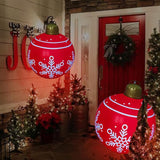 24 inch Inflatable Christmas Balls Ornaments, Christmas Decoration LED Lights with PVC, Giant Xmas Party Supplies, Garden Glow Up Balls with Remotes, Hanging Disco Balls with Snowflake 2PK