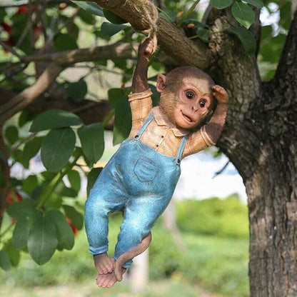 Monkey Statue - Hanging Monkey for Front Yard Decor, Durable Garden Sculptures & Statues, Monkey Figurines for Home & Garden Decor, Monkey Figurine for Animal Garden Decor (Chimp)