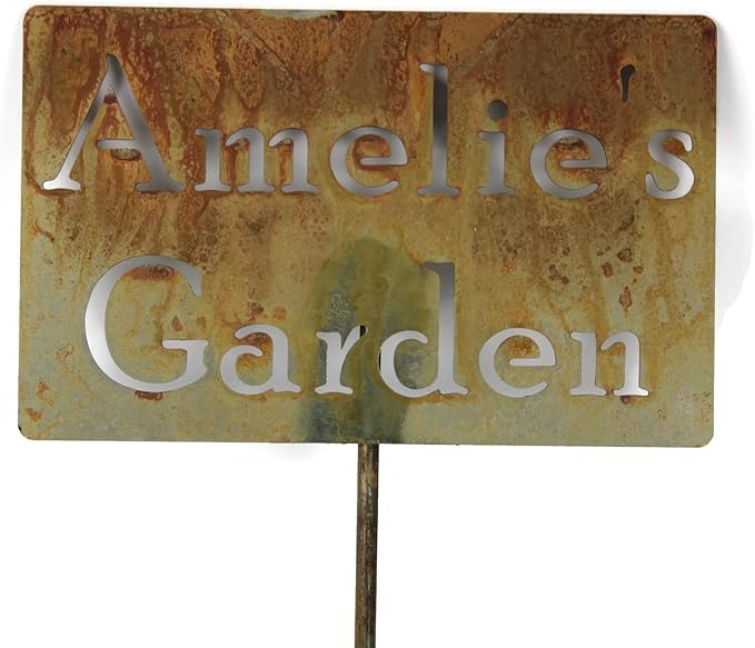 Classic Metal Garden Markers Clearance Items 20 to 33 Inches Tall (Amelie's Garden 21", Naturally Rusted)