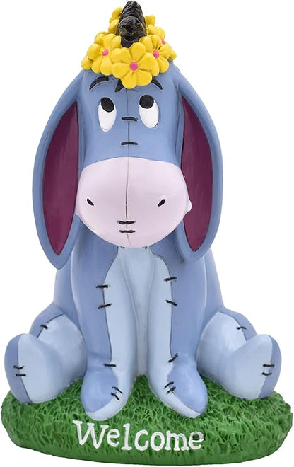 Disney Eeyore Daisy Crown Welcome Everyday Outdoor Garden Statue, 10 inches Tall, Officially Licensed Disney Product