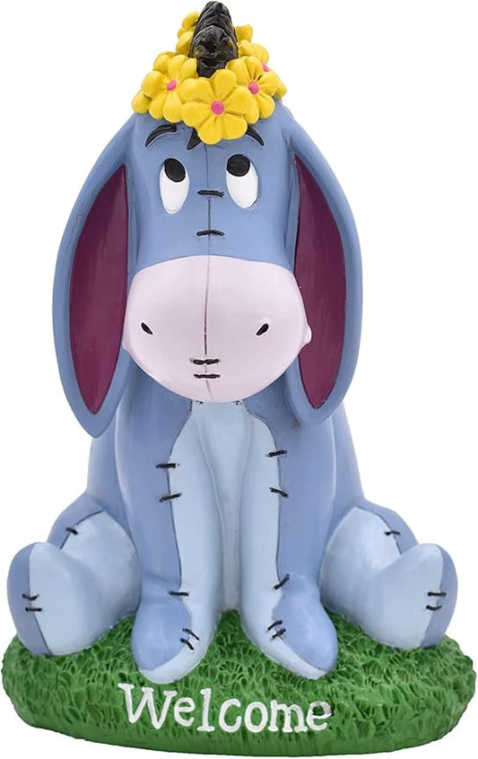 Disney Eeyore Daisy Crown Welcome Everyday Outdoor Garden Statue, 10 inches Tall, Officially Licensed Disney Product