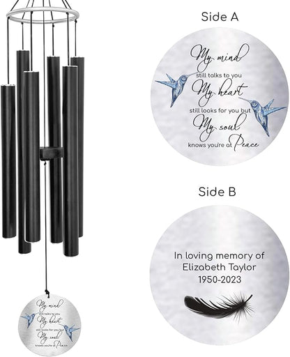 ASTARIN Personalized 30" Bereavement Wind Chimes for Outside, Memorial Gift in Remembrance of a Loved One, Sympathy Gift for Loss of Mother Father Husband, Garden Patio Decor