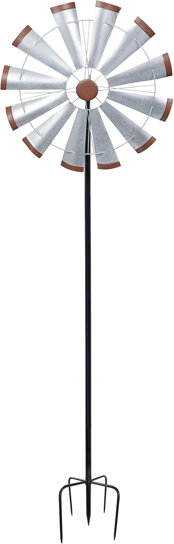 Alpine Corporation 85" Tall Outdoor Metal Wind Spinners, Large Kinetic Windmill, Outdoor Decor, Silver