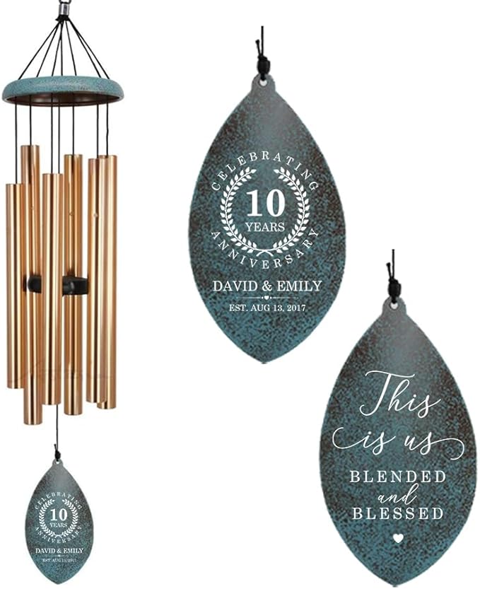 ASTARIN Personalized 20th 50th Anniversary Wind Chime, Happy Anniversary Wedding Valentine's Day Gift for Wife Husband Men Women Sister, Keepsake Decorations for Parents Couples(Produced in USA)