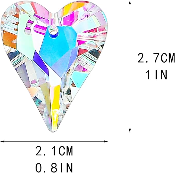 12pcs AB Coating Crystal Heart Prism Suncatcher, Heart Prisms Rainbow Maker, Window Sun Catcher Crystals Hanging Pendant for Garden Home Wedding Christmas Decor(27mm)