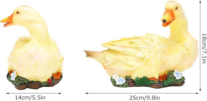 Agatige Garden Duck Ornament, Resin Duck Sculpture Statue Yard Patio Art Decor Sculptures Table Ornament for Outdoor Garden Yard (Yellow Lying Duck)