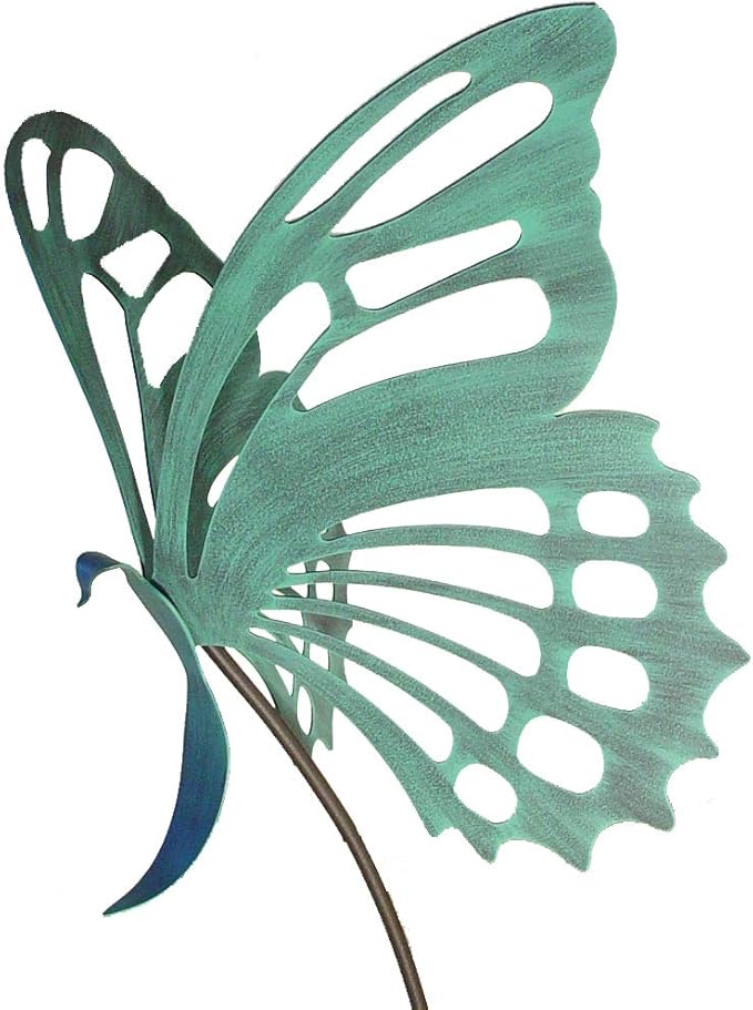 Modern Artisans American Made Large Butterfly Garden Sculpture/Stake - Verdi Green