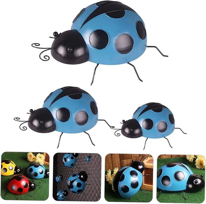 LIOOBO Simulated Ladybug Decors 3pcs Ladybug Garden Ornament Vibrant Colors for Home