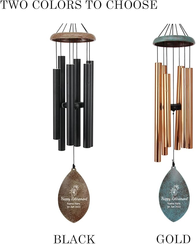 ASTARIN Personalized Happy Retirement Gift, Custom Name Retirement Wind Chimes for Women Men, 35" Large Deep Tone Wind Chime Retire Gifts for Teacher Co-Workers Boss(Produced in USA)