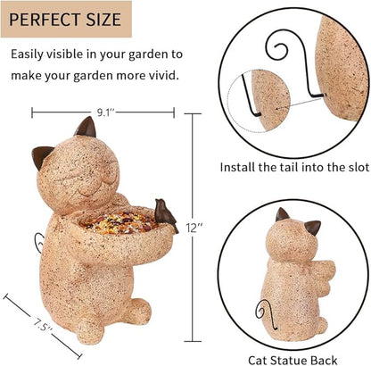 Cat Garden Statues Outdoor Decor,12’’ Height Cat Garden Sculptures,Christmas Decoration,Yard Lawn Ornaments,Gift for Thanksgiving