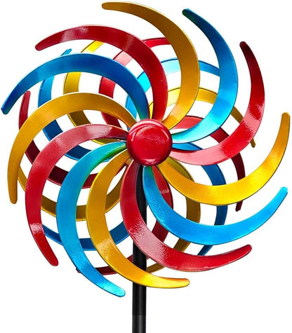 Wind Spinners Outdoor,Kinetic Wind Sculptures & Spinners, 63" Double-Side Metal Wind Spinner for Yard and Garden, Lawn Art Decorations Colorful