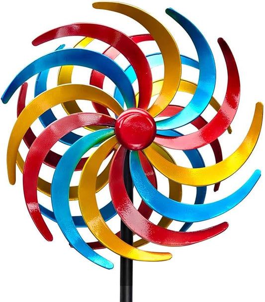 Wind Spinners Outdoor,Kinetic Wind Sculptures & Spinners, 63" Double-Side Metal Wind Spinner for Yard and Garden, Lawn Art Decorations Colorful