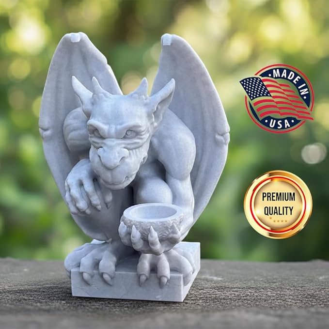 OLOMA Gargoyle Garden Statue Old World European Style Gothic Stone Outdoor Sculpture Decorative Mythical Guardian Durable Heavy Outdoor Indoor Accent for Lawn Patio Entryway Landscaping