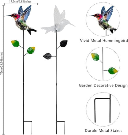 4 Pack Hummingbird Decorative Garden Stakes,Waterproof Garden Decor for Outside,Metal Yard Art Spring Decor for Outdoor Porch Lawn Pathway